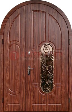 Арочная двухстворчатая стальная дверь Винорит ДА-54 в Сосновый Бор