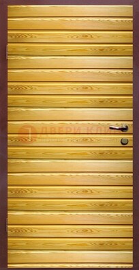 Железная дверь цвета сосна с евровагонкой ДЕ-6 в Сосновый Бор