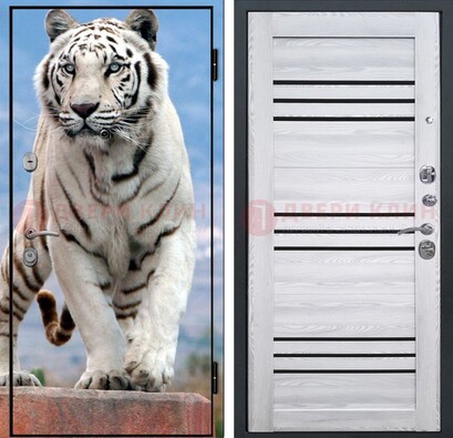 Стальная дверь с фотопечатью тигра ДФ-12 в Сосновый Бор
