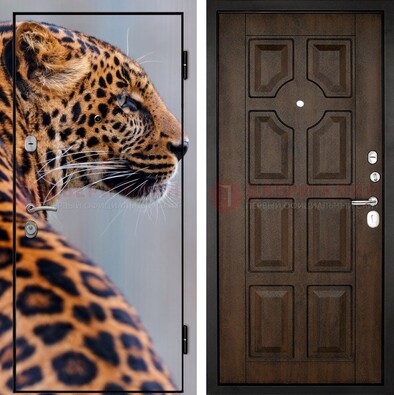 Металлическая дверь с фотопечатью леопарда ДФ-26 в Сосновый Бор