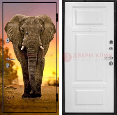 Металлическая дверь с фотопечатью слона ДФ-30 в Сосновый Бор