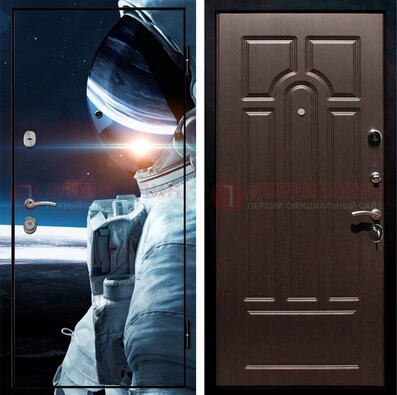 Стальная дверь с фотопечатью космонавта ДФ-4 в Сосновый Бор
