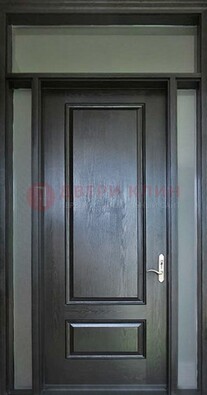 Черная металлическая дверь с фрамугами и стеклом ДФГ-24 в Сосновый Бор