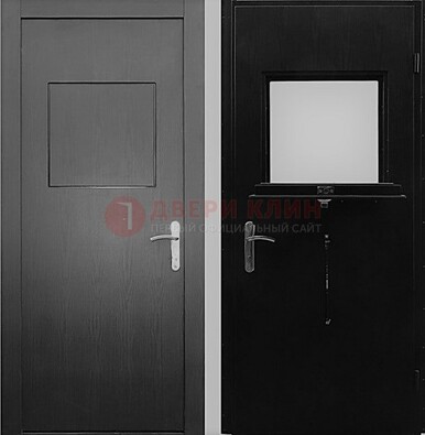 Черная стальная дверь в кассу ламинат внутри ДКС-3 в Сосновый Бор