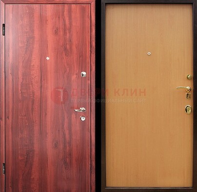 Красная железная дверь с ламинатом ДЛ-3 в Сосновый Бор