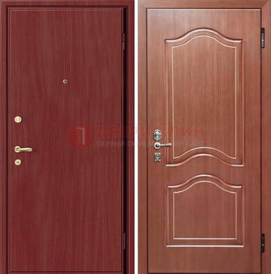 Красная металлическая дверь с ламинатом МДФ внутри ДЛ-8 в Сосновый Бор