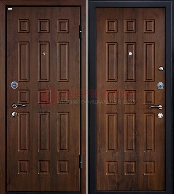 Коричневая металлическая дверь с МДФ ДМ-156 для квартиры в Сосновый Бор
