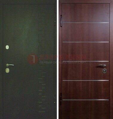 Темная металлическая дверь с МДФ ламинат с молдингами внутри ДМ-16 в Сосновый Бор