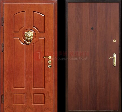 Оранжевая стальная дверь с МДФ ламинат внутри ДМ-18 в квартиру в Сосновый Бор