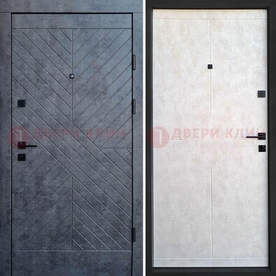 Серая железная дверь с филенчатой МДФ ДМ-217 в Сосновый Бор