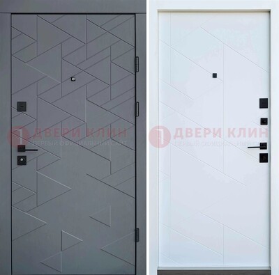 Серая металлическая дверь МДФ с узором  ДМ-224 в Сосновый Бор