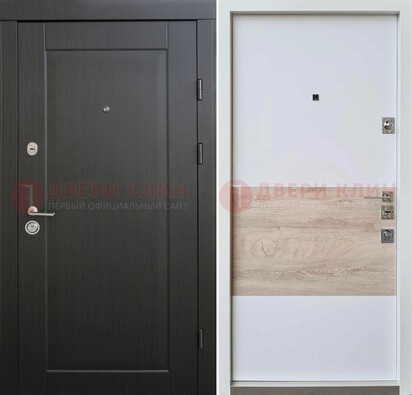 Черная металлическая дверь с белой МДФ внутри ДМ-230 в Сосновый Бор