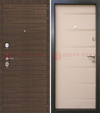 Коричневая  железная дверь c фрезерованной МДФ ДМ-248 в Сосновый Бор