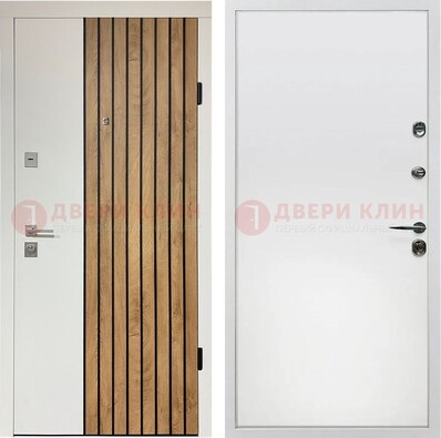 Белая с коричневой вставкой филенчатая дверь МДФ ДМ-278 в Сосновый Бор