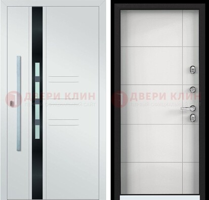 Металлическая дверь в белом цвете с МДФ ДМ-323 в Сосновый Бор