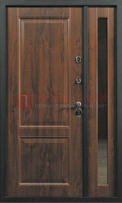 Темная железная дверь с панелью МДФ с зеркалом ДМ-338 в Сосновый Бор