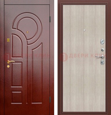 Красная металлическая дверь с МДФ панелями ДМ-368 в Сосновый Бор