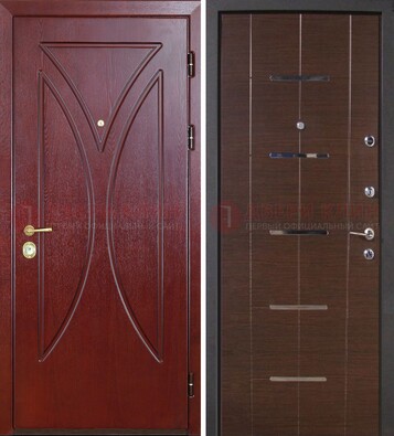 Темно-красная железная дверь с МДФ ДМ-370 в Сосновый Бор