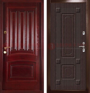 Красная стальная дверь с филенчатой МДФ ДМ-398 в Сосновый Бор