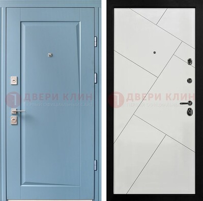 Синяя железная дверь с МДФ панелями ДМ-491 в Сосновый Бор