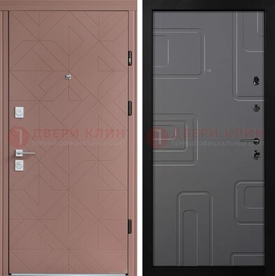 Красная стальная дверь в квартиру с МДФ хайтек ДМ-493 в Сосновый Бор