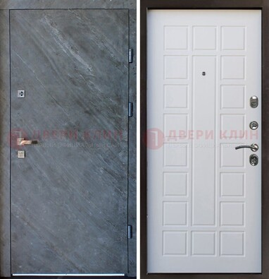 Железная дверь с МДФ серая и белая ДМ-505 в Сосновый Бор