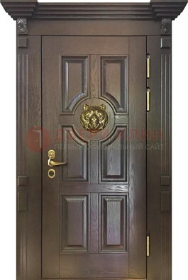 Коричневая металлическая дверь с массивом дуба ДМД-50 в Сосновый Бор