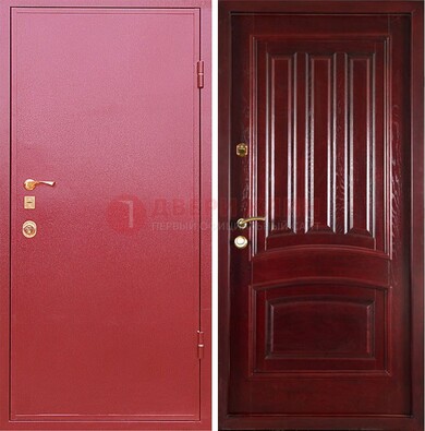 Красная металлическая дверь с порошковым напылением ДП-165 в Сосновый Бор