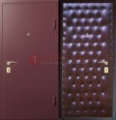 Бордовая железная дверь с порошковым напылением ДП-177 в Сосновый Бор