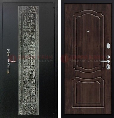 Темная входная дверь с порошковым покрытием и МДФ внутри ДП-224 в Сосновый Бор