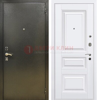 Железная темно-серая дверь с порошковым напылением и белой МДФ ДП-274 в Сосновый Бор