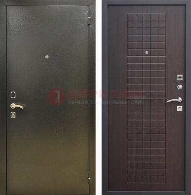 Темная железная дверь с порошковым напылением и терморазрывом МДФ Махагон ДП-286 в Сосновый Бор