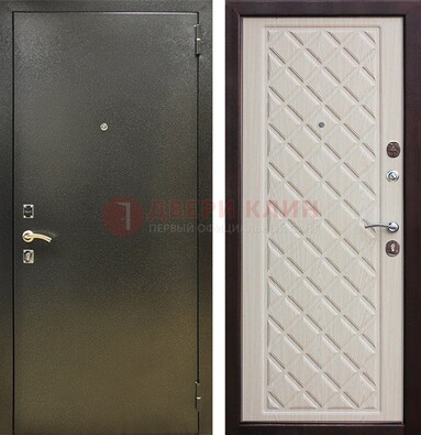Темно-серая железная дверь с порошковым покрытием и филенчатой МДФ ДП-289 в Сосновый Бор
