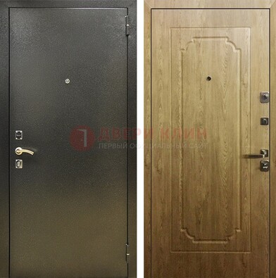 Темно-серая входная дверь с порошковым покрытием и МДФ Золотой дуб ДП-291 в Сосновый Бор