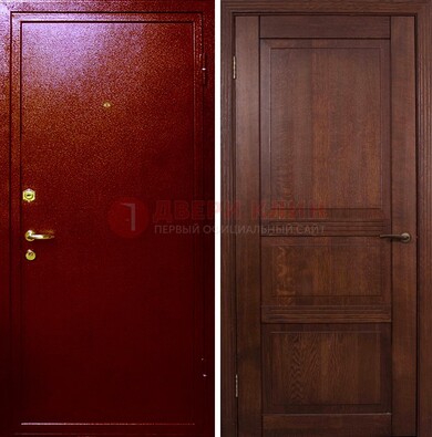 Красная железная дверь с порошковым окрасом ДП-58 в Сосновый Бор