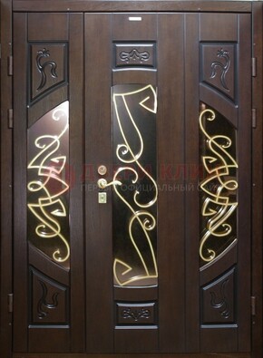 Парадная дверь со стеклом и ковкой ДПР-1 в каркасный дом в Сосновый Бор