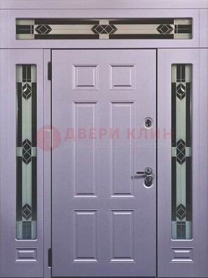 Филенчатая железная парадная дверь с фрамугами ДПР-82 в Сосновый Бор