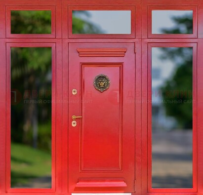 Красная парадная дверь для частного дома ДПР-88 в Сосновый Бор