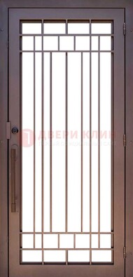 Стальная решетчатая дверь в коричневом цвете ДР-12 в Сосновый Бор