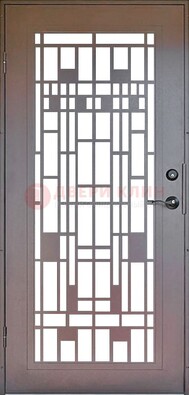 Коричневая стальная решетчатая дверь с узором ДР-4 в Сосновый Бор