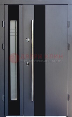 Серая стальная дверь со стеклом ДС-11 в Сосновый Бор