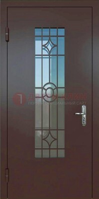 Входная металлическая дверь со стеклом для дома ДС-6 в Сосновый Бор