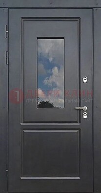 Чёрная металлическая дверь со стеклом ДС-77 в Сосновый Бор