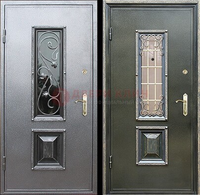 Звукоизоляционная металлическая дверь со стеклом и ковкой ДСК-12 в Сосновый Бор