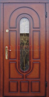Яркая металлическая дверь Винорит со стеклом и ковкой ДСК-268 в Сосновый Бор