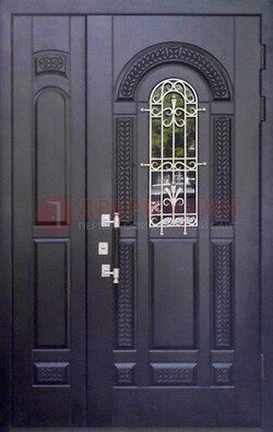 Входная дверь Винорит со стеклом и ковкой с узором ДСК-270 в Сосновый Бор