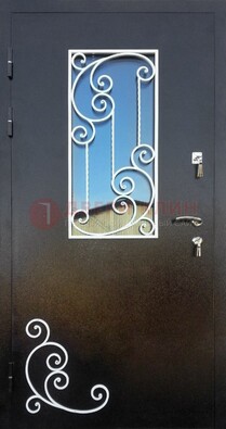 Входная дверь Порошок со стеклом и ковкой ДСК-278 в Сосновый Бор