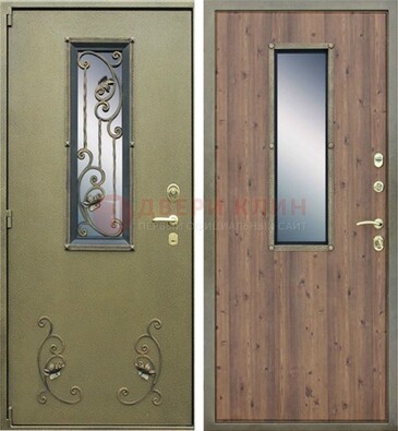 Офисная железная дверь со стеклом и ковкой ДСК-44 в Сосновый Бор