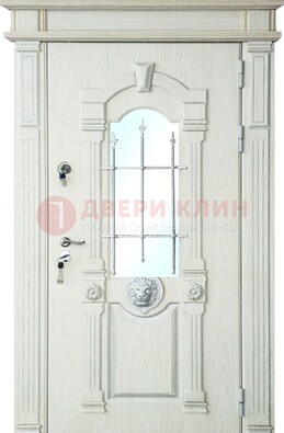 Герметичная входная дверь со стеклом и ковкой с украшением ДСК-64 в Сосновый Бор