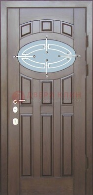 Квартирная металлическая дверь со стеклом и ковкой ДСК-7 Кириши